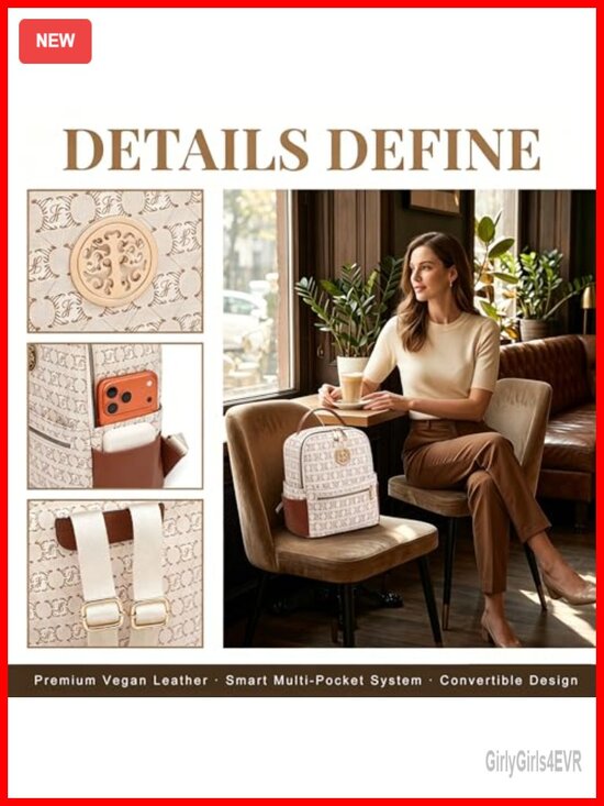 Vegan Leather Mini Backpack with Multi Pockets for Travel Work main image 6